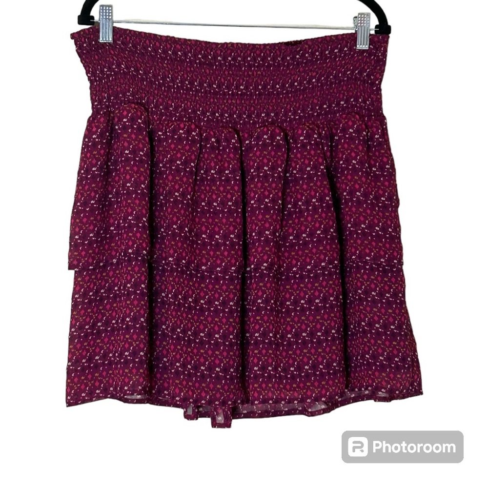 Old Navy Mini Skirt Wide Waist Band Tired Bottom Pink Tan Pink & Blue Size XL
